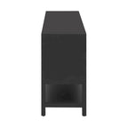 Modern Functional Entryway Console Table with Four-Door Storage and Open Shelf