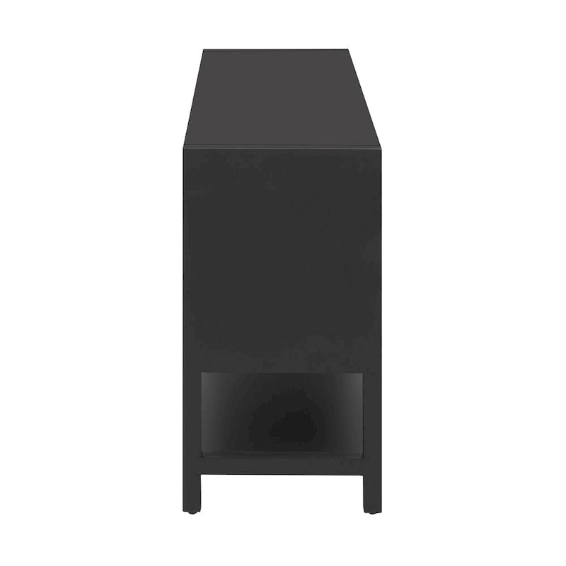 Modern Functional Entryway Console Table with Four-Door Storage and Open Shelf