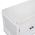 Storage Bench with 4 Doors and Adjustable Shelves, Shoe Bench with Removable Cushion