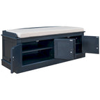 Storage Bench with 4 Doors and Adjustable Shelves, Shoe Bench with Removable Cushion