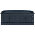 Storage Bench with 4 Doors and Adjustable Shelves, Shoe Bench with Removable Cushion