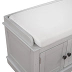 Storage Bench with 4 Doors and Adjustable Shelves, Shoe Bench with Removable Cushion