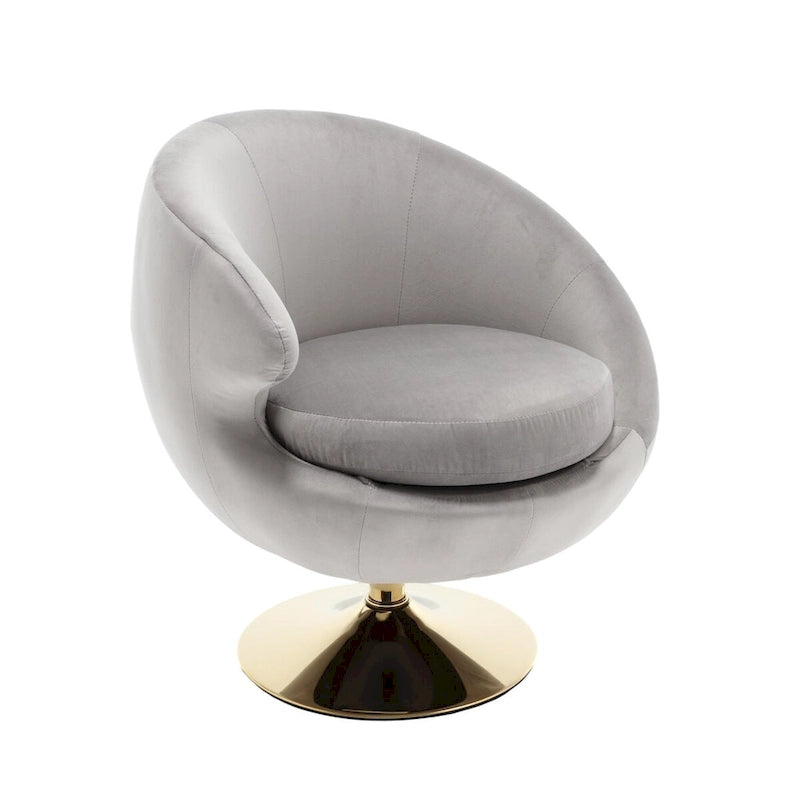 HOMEFUN Velvet 360 Degree Swivel Left Cuddle Barrel Accent Chairs