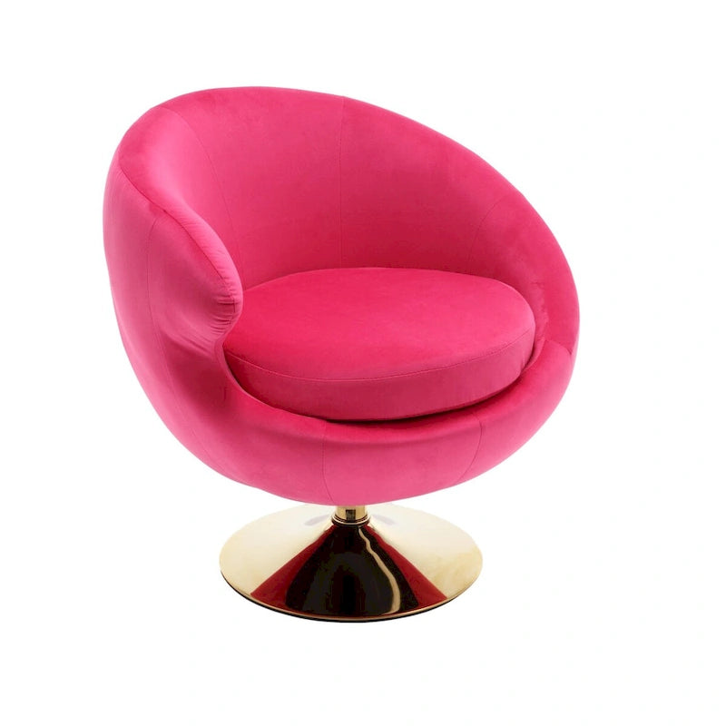 HOMEFUN Velvet 360 Degree Swivel Left Cuddle Barrel Accent Chairs