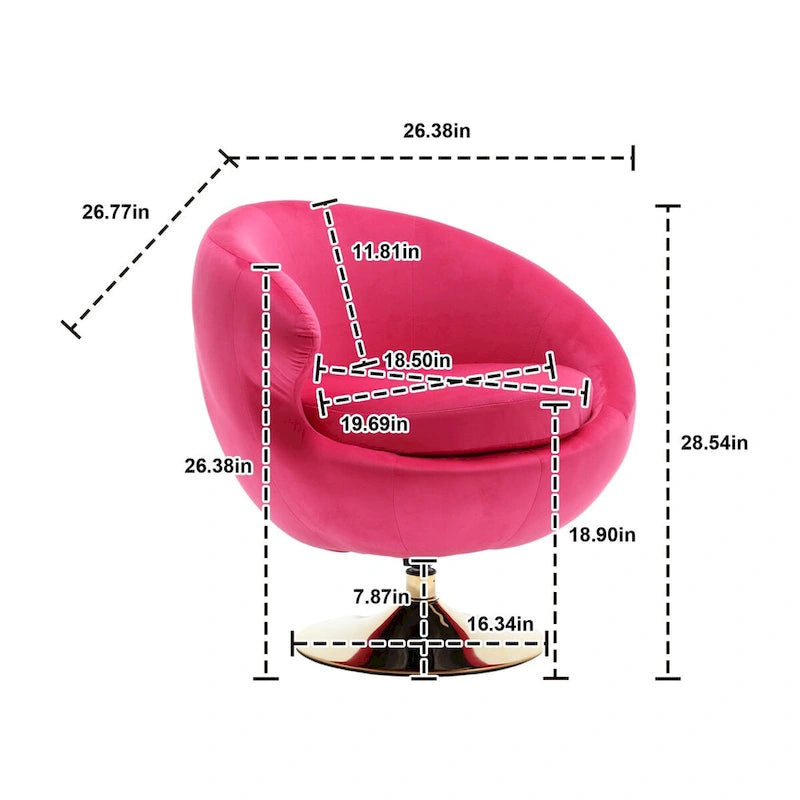 HOMEFUN Velvet 360 Degree Swivel Left Cuddle Barrel Accent Chairs