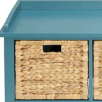 HomeRoots 43 Teal Blue Solid Wood Storage Bench with Drawers - 43