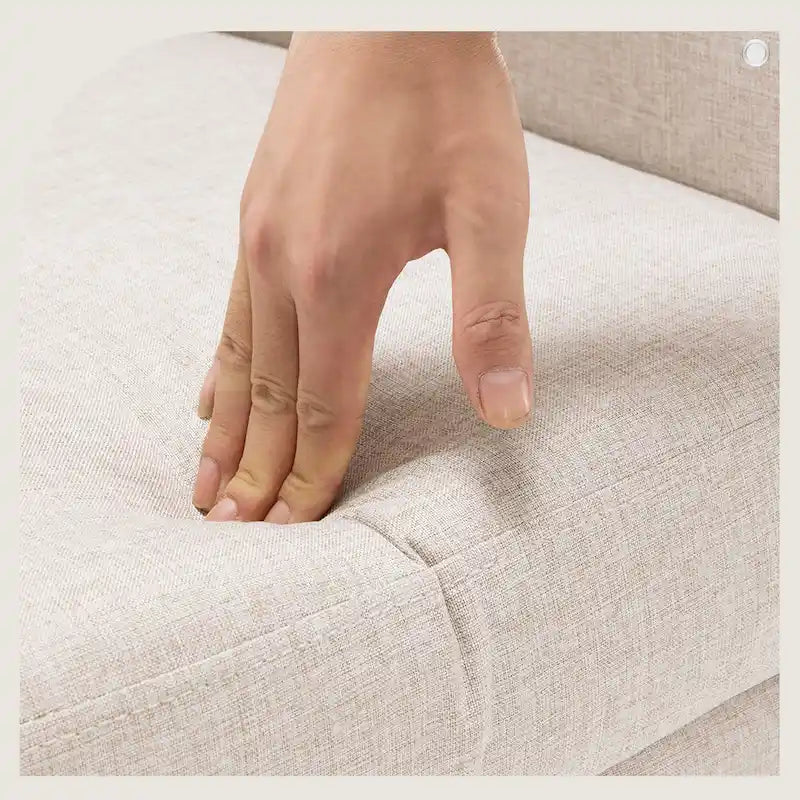 LUE BONA Linen Accent Chair Comfy Living Room Chair with Arms Upholstered Button Tufted Armchair Modern Arm Chairs