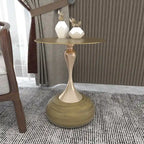 Savoy 18-Inch Round Side Table in Gold Stainless-Steel End Table with a Round Pedestal base