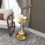 Savoy 18-Inch Round Side Table in Gold Stainless-Steel End Table with a Round Pedestal base
