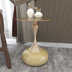 Savoy 18-Inch Round Side Table in Gold Stainless-Steel End Table with a Round Pedestal base