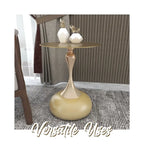 Savoy 18-Inch Round Side Table in Gold Stainless-Steel End Table with a Round Pedestal base