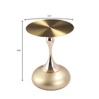 Savoy 18-Inch Round Side Table in Gold Stainless-Steel End Table with a Round Pedestal base