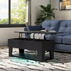 DH BASIC Modern 39-inch Lift-Top Coffee Table with 16 Colors LED Light and Hidden Storage