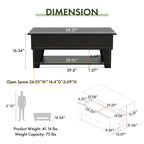 DH BASIC Modern 39-inch Lift-Top Coffee Table with 16 Colors LED Light and Hidden Storage