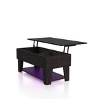 DH BASIC Modern 39-inch Lift-Top Coffee Table with 16 Colors LED Light and Hidden Storage