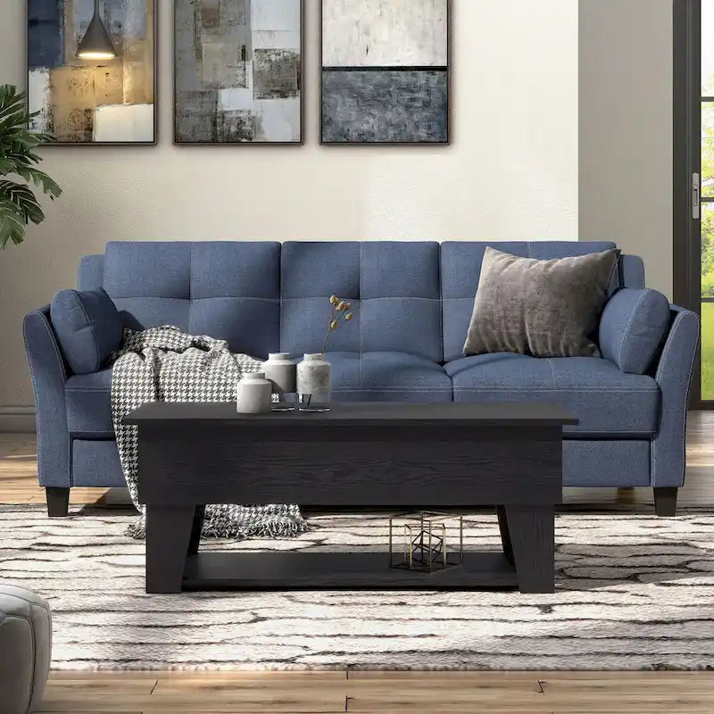 DH BASIC Modern 39-inch Lift-Top Coffee Table with 16 Colors LED Light and Hidden Storage