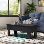 DH BASIC Modern 39-inch Lift-Top Coffee Table with 16 Colors LED Light and Hidden Storage