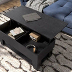 DH BASIC Modern 39-inch Lift-Top Coffee Table with 16 Colors LED Light and Hidden Storage