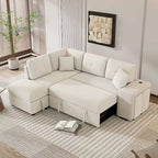 Sectional Sofa Pull Out Sofa Bed with Storage Ottoman, Convertible Sleeper for Living Room