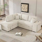 Sectional Sofa Pull Out Sofa Bed with Storage Ottoman, Convertible Sleeper for Living Room