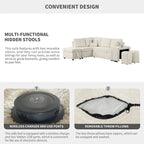 Sectional Sofa Pull Out Sofa Bed with Storage Ottoman, Convertible Sleeper for Living Room