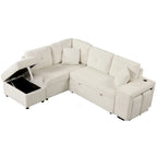 Sectional Sofa Pull Out Sofa Bed with Storage Ottoman, Convertible Sleeper for Living Room