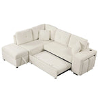 Sectional Sofa Pull Out Sofa Bed with Storage Ottoman, Convertible Sleeper for Living Room