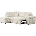 Sectional Sofa Pull Out Sofa Bed with Storage Ottoman, Convertible Sleeper for Living Room
