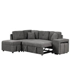 Sectional Sofa Pull Out Sofa Bed with Storage Ottoman, Convertible Sleeper for Living Room