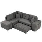 Sectional Sofa Pull Out Sofa Bed with Storage Ottoman, Convertible Sleeper for Living Room