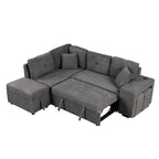 Sectional Sofa Pull Out Sofa Bed with Storage Ottoman, Convertible Sleeper for Living Room