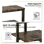 Modern 3 Tier End Table with Marble Tabletop