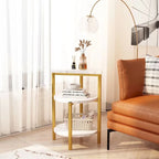 Modern 3 Tier End Table with Marble Tabletop