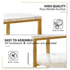 Modern 3 Tier End Table with Marble Tabletop