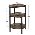 Modern 3 Tier End Table with Marble Tabletop