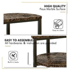 Modern 3 Tier End Table with Marble Tabletop