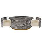 Modern Faux Marble Round Coffee Table Center Table with 2 Drawers, Fully Assembled