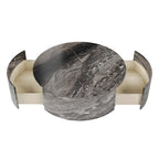 Modern Faux Marble Round Coffee Table Center Table with 2 Drawers, Fully Assembled