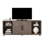 80 Two Door TV Console, Entertainment Stand, Wood Accent Cabinet, Fully Assembled, Gray - 80W x 32H x 16D