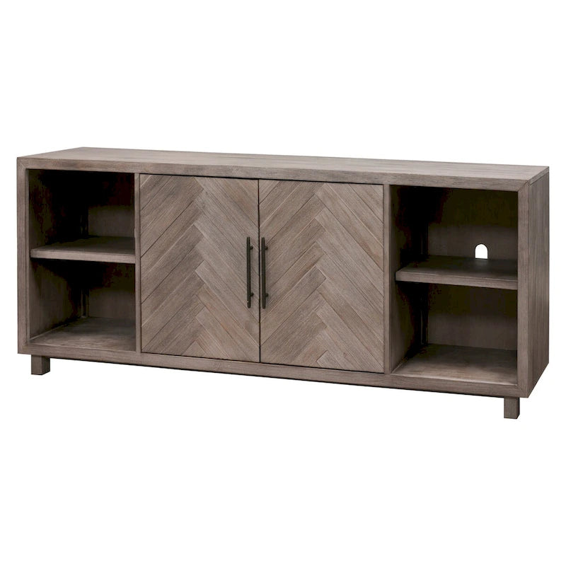 80 Two Door TV Console, Entertainment Stand, Wood Accent Cabinet, Fully Assembled, Gray - 80W x 32H x 16D