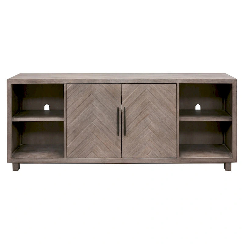 80 Two Door TV Console, Entertainment Stand, Wood Accent Cabinet, Fully Assembled, Gray - 80W x 32H x 16D