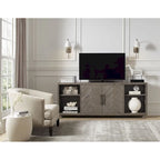 80 Two Door TV Console, Entertainment Stand, Wood Accent Cabinet, Fully Assembled, Gray - 80W x 32H x 16D
