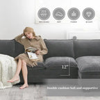 Harper&Bright Designs Modern L-shaped Chenille Cloud Sofa with Double Seat