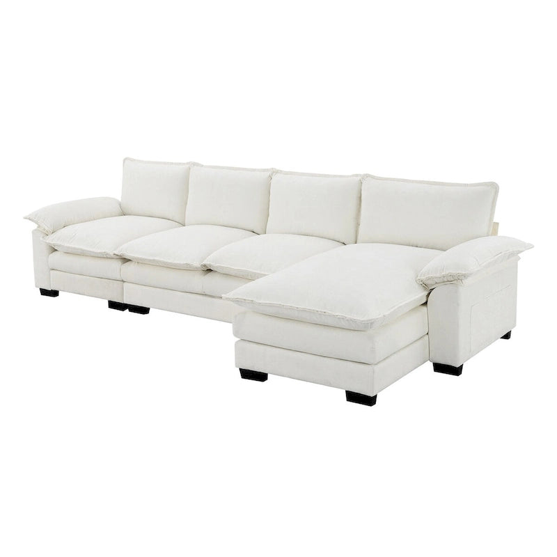Harper&Bright Designs Modern L-shaped Chenille Cloud Sofa with Double Seat