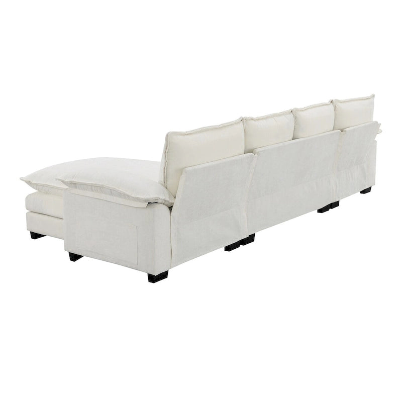 Harper&Bright Designs Modern L-shaped Chenille Cloud Sofa with Double Seat