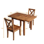 3-Piece Wood Drop Leaf Breakfast Nook Dining Table Set