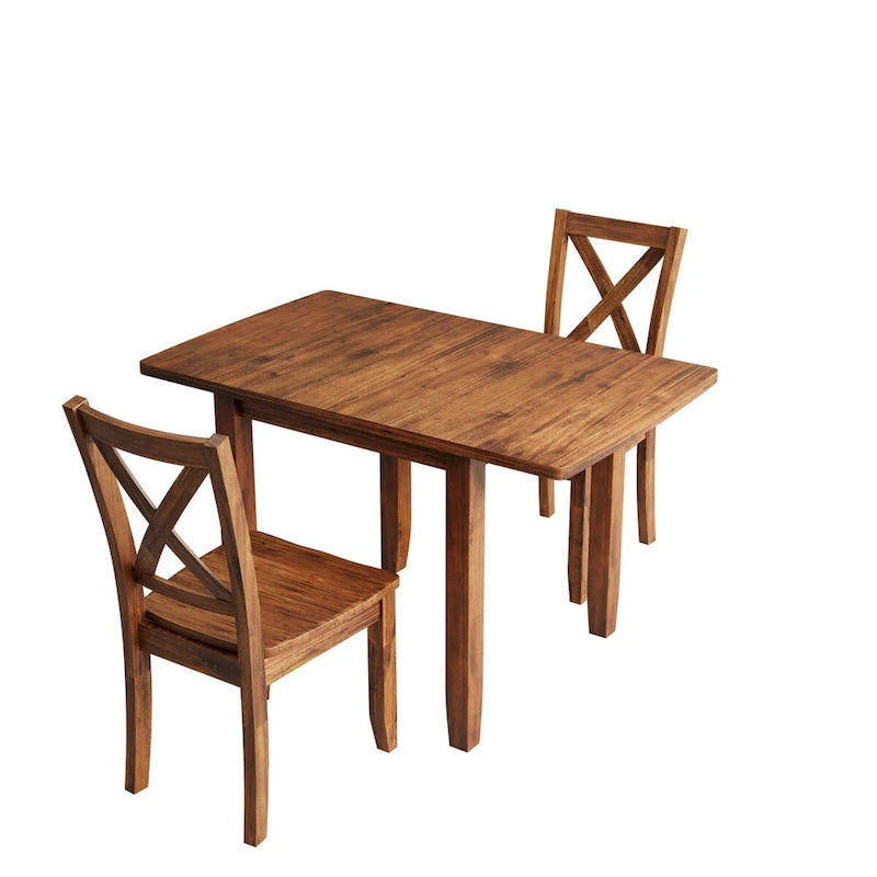 3-Piece Wood Drop Leaf Breakfast Nook Dining Table Set