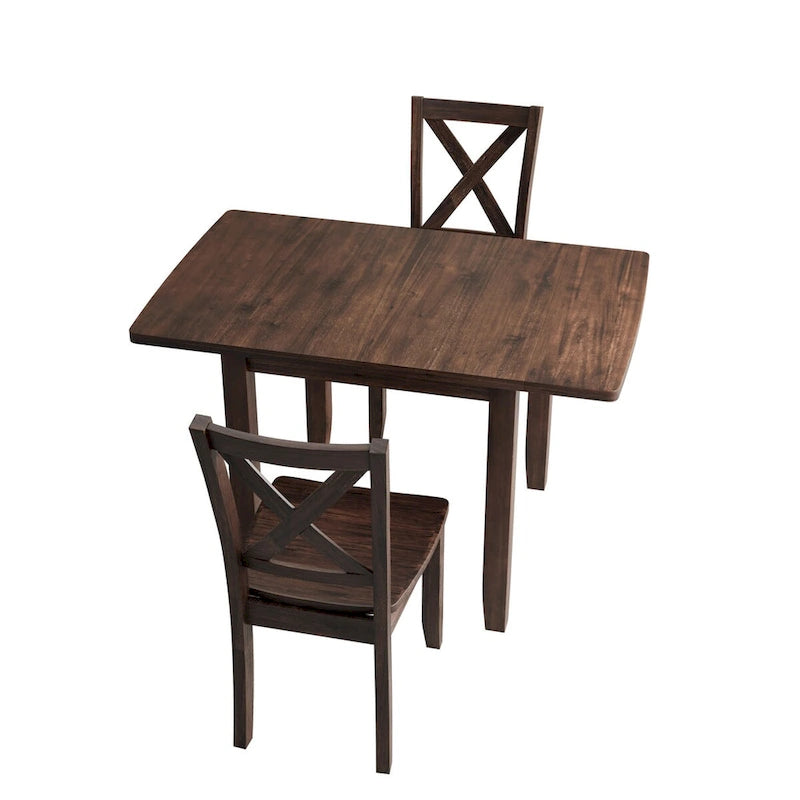 3-Piece Wood Drop Leaf Breakfast Nook Dining Table Set