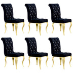 Luxury Black Velvet Upholstered Dining Chairs with Polished Gold Legs