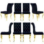 Luxury Black Velvet Upholstered Dining Chairs with Polished Gold Legs